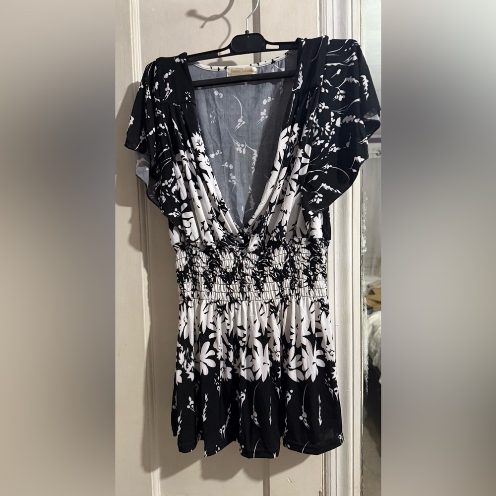 Black and White Floral Shirt